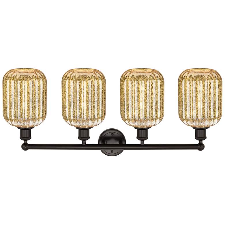 Image 2 Edison Preston 34"W 4 Light Oiled Bronze Vanity w/ Mercury Jar Shade more views