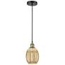 1_Edison Preston 6"W Black Brass Cord Mini Pendant w/ Mercury Bulb Shade