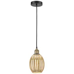 Edison Preston 6"W Black Brass Cord Mini Pendant w/ Mercury Bulb Shade