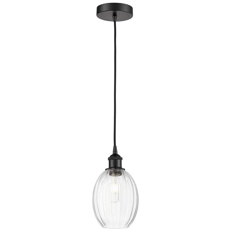 Image 1 Edison Preston 6"W Black Cord Hung Mini Pendant w/ Clear Bulb Shade
