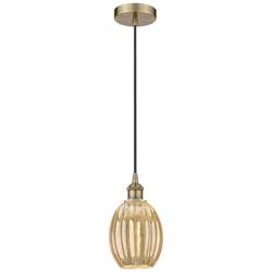 Edison Preston 6"W Brass Cord Hung Mini Pendant w/ Mercury Bulb Shade