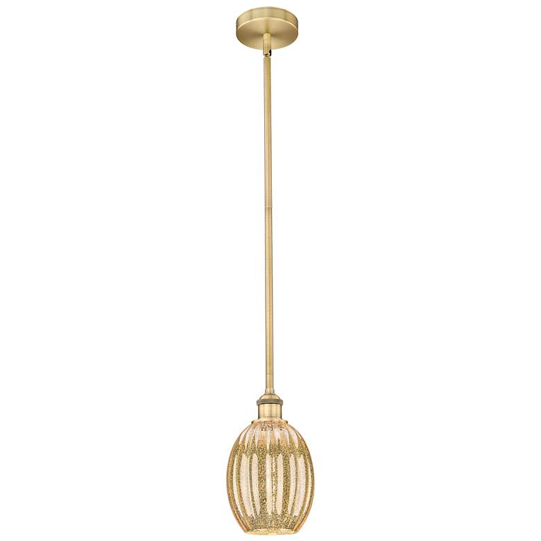Image 1 Edison Preston 6"W Brushed Brass Stem Pendant w/ Mercury Bulb Shade