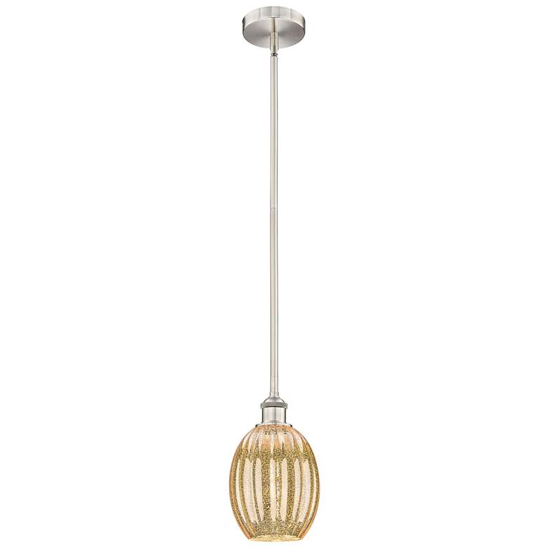 Image 1 Edison Preston 6"W Brushed Nickel Stem Pendant w/ Mercury Bulb Shade