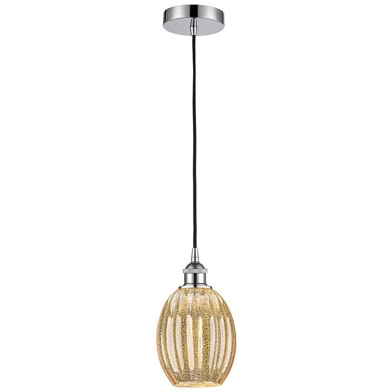 Image 1 Edison Preston 6"W Chrome Cord Hung Mini Pendant w/ Mercury Bulb Shade
