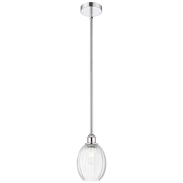 Image 1 Edison Preston 6"W Chrome Stem Hung Mini Pendant w/ Clear Bulb Shade