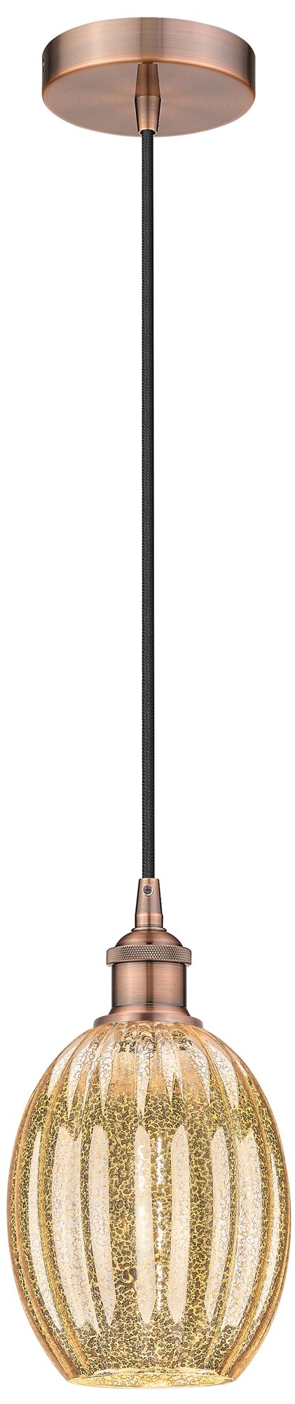 Edison Preston 6"W Copper Cord Hung Mini Pendant w/ Mercury Bulb Shade