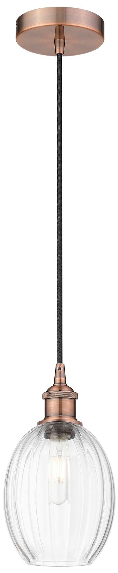 Edison Preston 6"W Copper Cord Hung Mini Pendant With Clear Bulb Shade