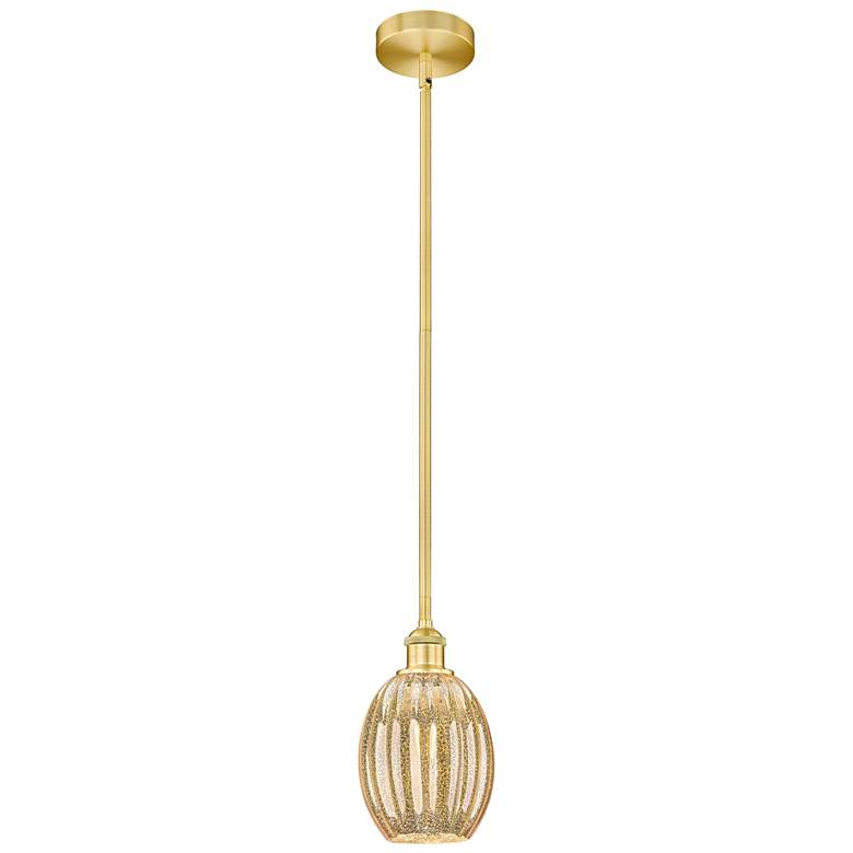 Image 1 Edison Preston 6"W Gold Stem Hung Mini Pendant w/ Mercury Bulb Shade