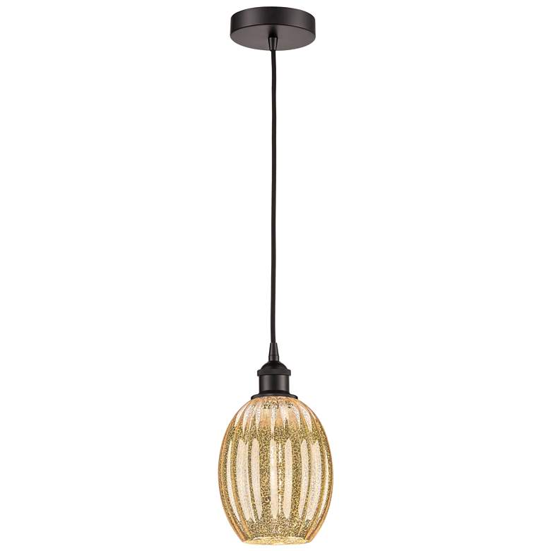 Image 1 Edison Preston 6"W Oiled Bronze Cord Pendant w/ Mercury Bulb Shade
