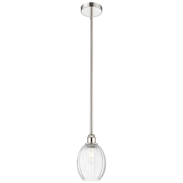 Image 1 Edison Preston 6"W Polished Nickel Stem Pendant w/ Clear Bulb Shade