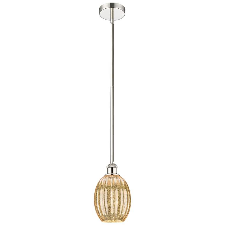 Image 1 Edison Preston 6"W Polished Nickel Stem Pendant w/ Mercury Bulb Shade