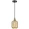 Edison Preston 7"W Black Brass Cord Mini Pendant w/ Mercury Jar Shade