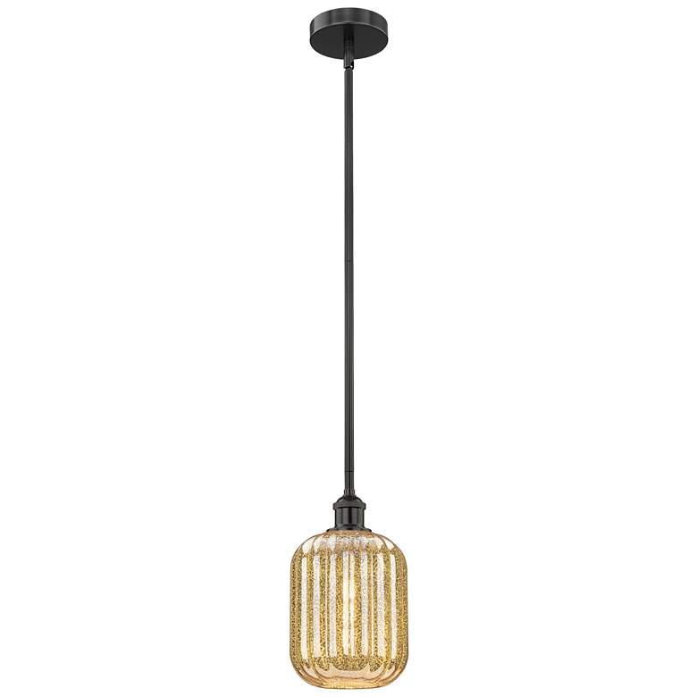 Image 1 Edison Preston 7"W Black Stem Hung Mini Pendant w/ Mercury Jar Shade