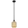 Edison Preston 7"W Black Stem Hung Mini Pendant w/ Mercury Jar Shade