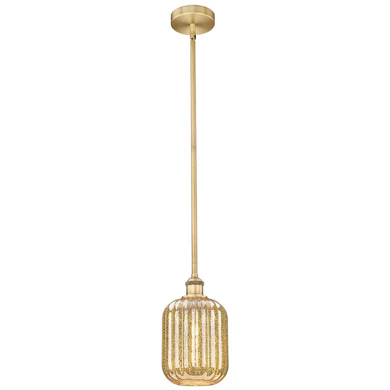 Image 1 Edison Preston 7"W Brushed Brass Stem Pendant w/ Mercury Jar Shade