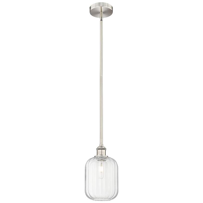 Image 1 Edison Preston 7"W Brushed Nickel Stem Mini Pendant w/ Clear Jar Shade