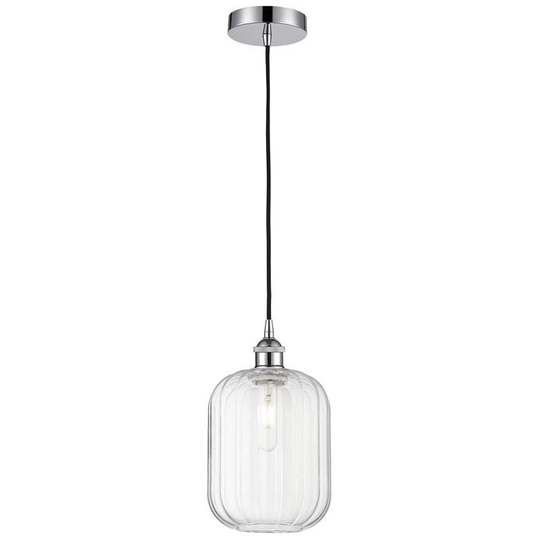Image 1 Edison Preston 7"W Chrome Cord Hung Mini Pendant w/ Clear Jar Shade