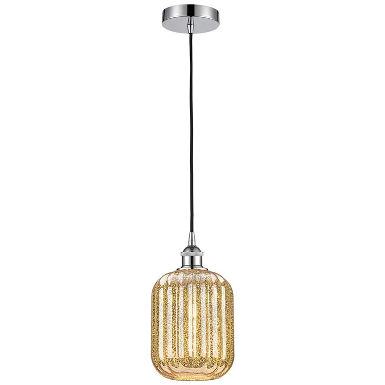 Image 1 Edison Preston 7"W Chrome Cord Hung Mini Pendant w/ Mercury Jar Shade