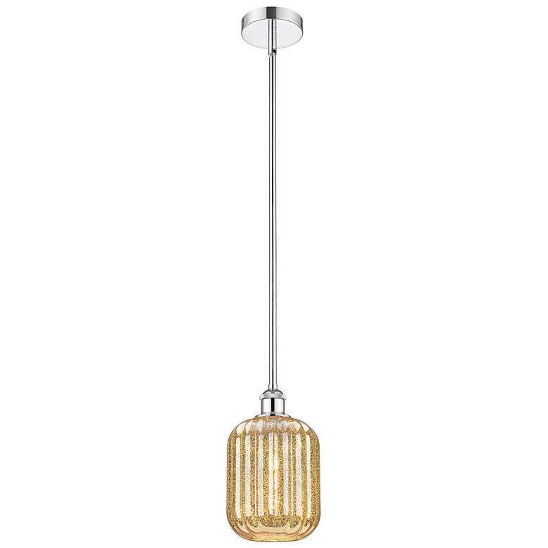 Image 1 Edison Preston 7"W Chrome Stem Hung Mini Pendant w/ Mercury Jar Shade
