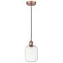 1_Edison Preston 7"W Copper Cord Hung Mini Pendant With Clear Jar Shade