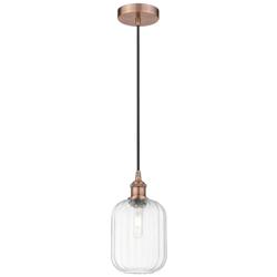 Edison Preston 7"W Copper Cord Hung Mini Pendant With Clear Jar Shade