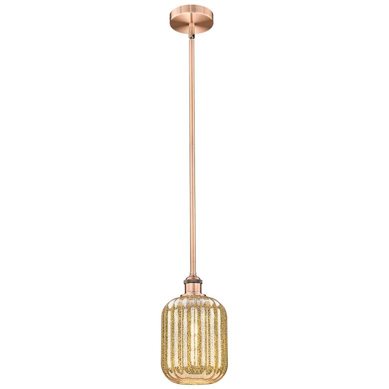 Image 1 Edison Preston 7"W Copper Stem Hung Mini Pendant w/ Mercury Jar Shade