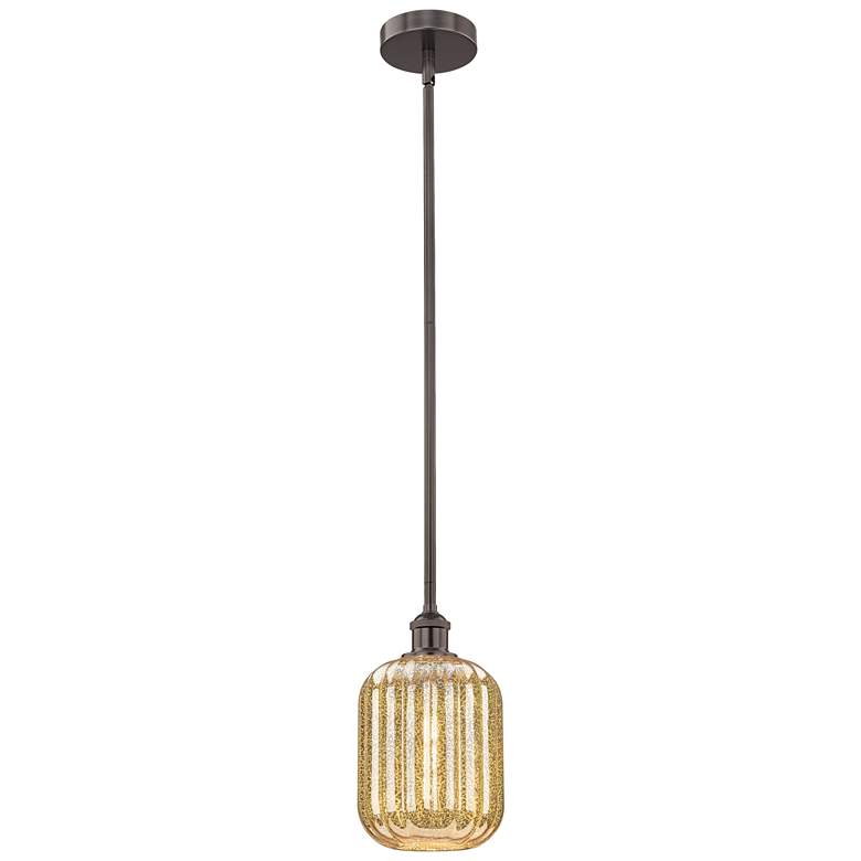 Image 1 Edison Preston 7"W Oiled Bronze Stem Mini Pendant w/ Mercury Jar Shade