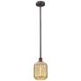 Edison Preston 7"W Oiled Bronze Stem Mini Pendant w/ Mercury Jar Shade
