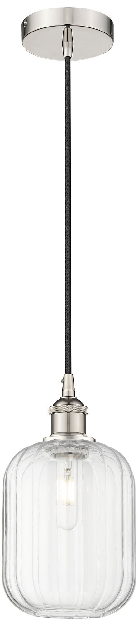 Edison Preston 7"W Polished Nickel Cord Pendant w/ Clear Jar Shade