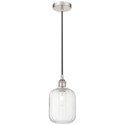 Edison Preston 7"W Polished Nickel Cord Pendant w/ Clear Jar Shade