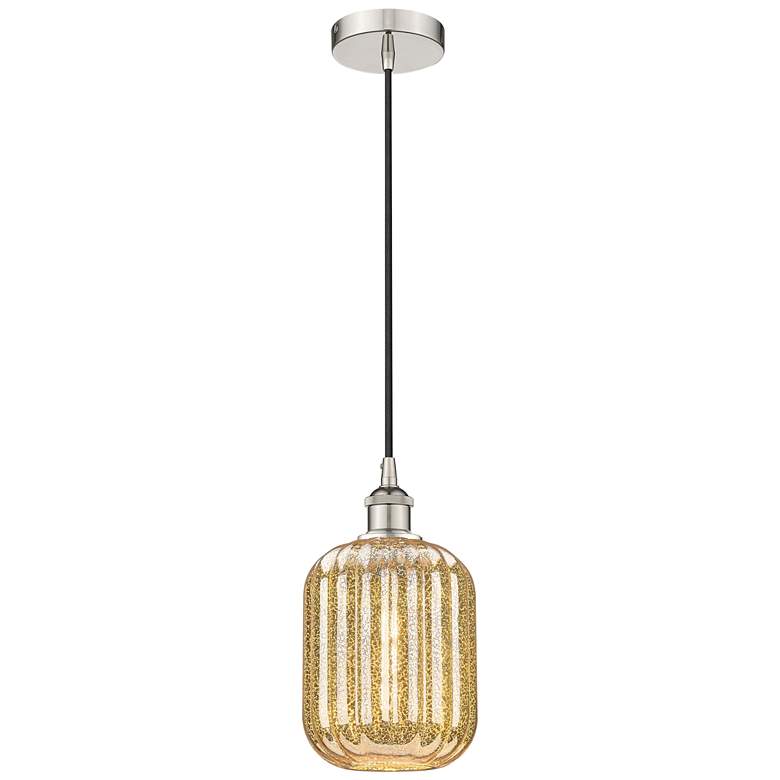 Image 1 Edison Preston 7"W Polished Nickel Cord Pendant w/ Mercury Jar Shade