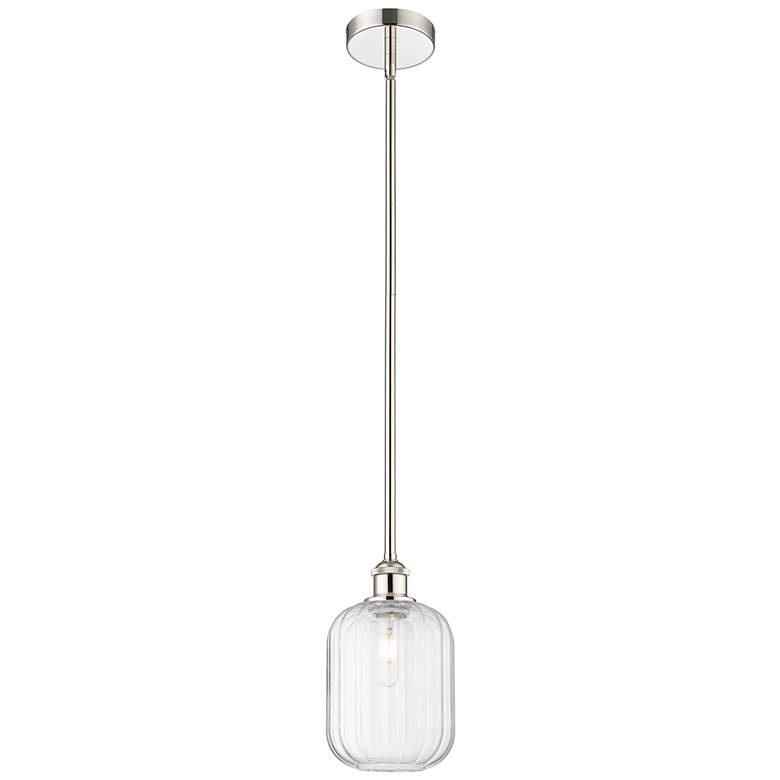Image 1 Edison Preston 7"W Polished Nickel Stem Pendant w/ Clear Jar Shade