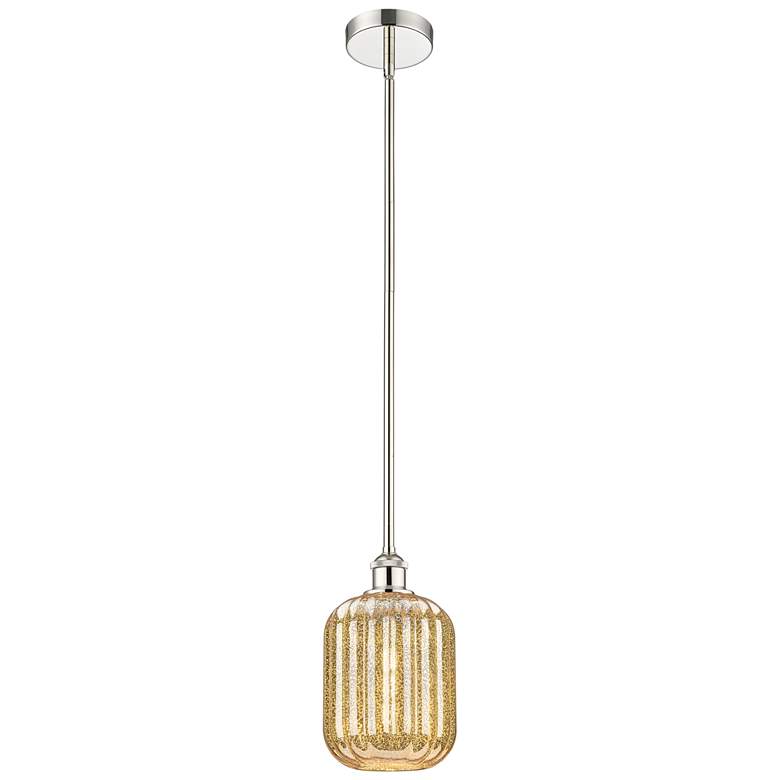 Image 1 Edison Preston 7"W Polished Nickel Stem Pendant w/ Mercury Jar Shade