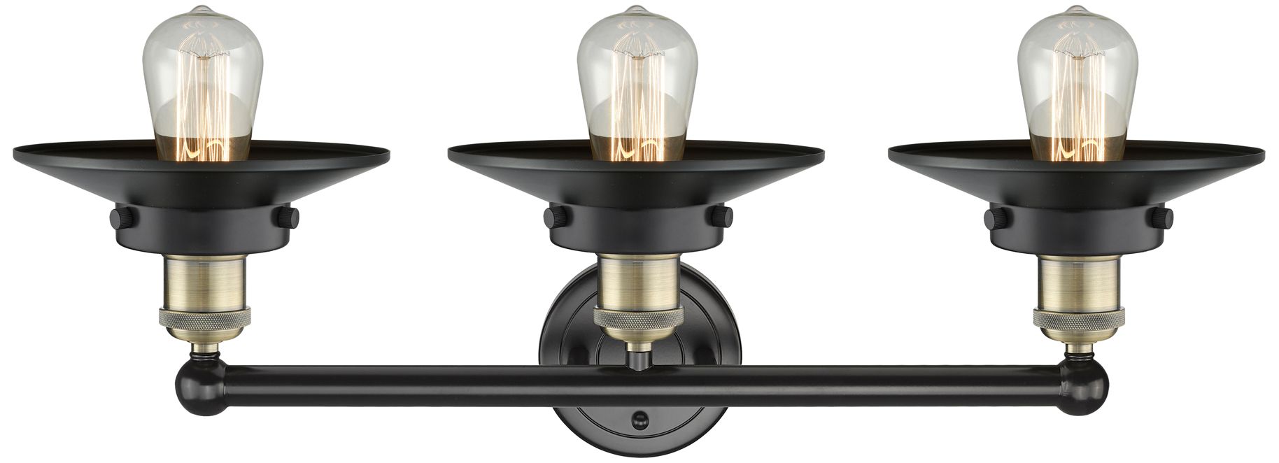 Image 2 Edison Railroad 26" Wide Black and Brass 3-Light Bath Light more views