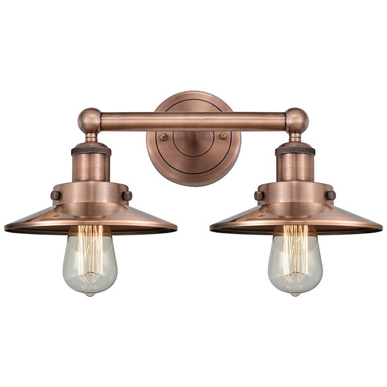 Image 1 Edison Railroad 8" High Antique Copper 2-Light Wall Sconce