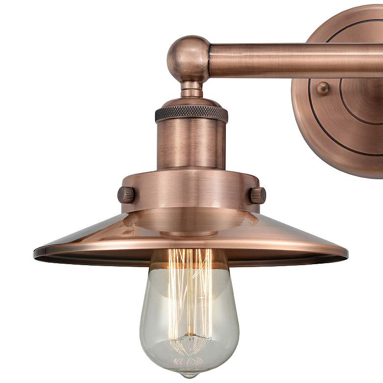 Image 2 Edison Railroad 8" High Antique Copper 2-Light Wall Sconce more views