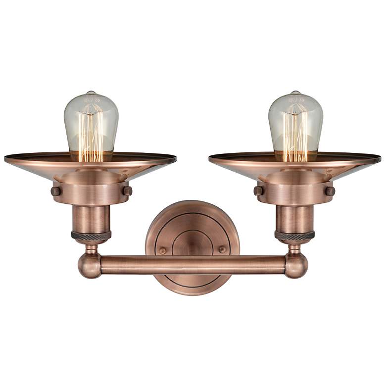 Image 3 Edison Railroad 8" High Antique Copper 2-Light Wall Sconce more views