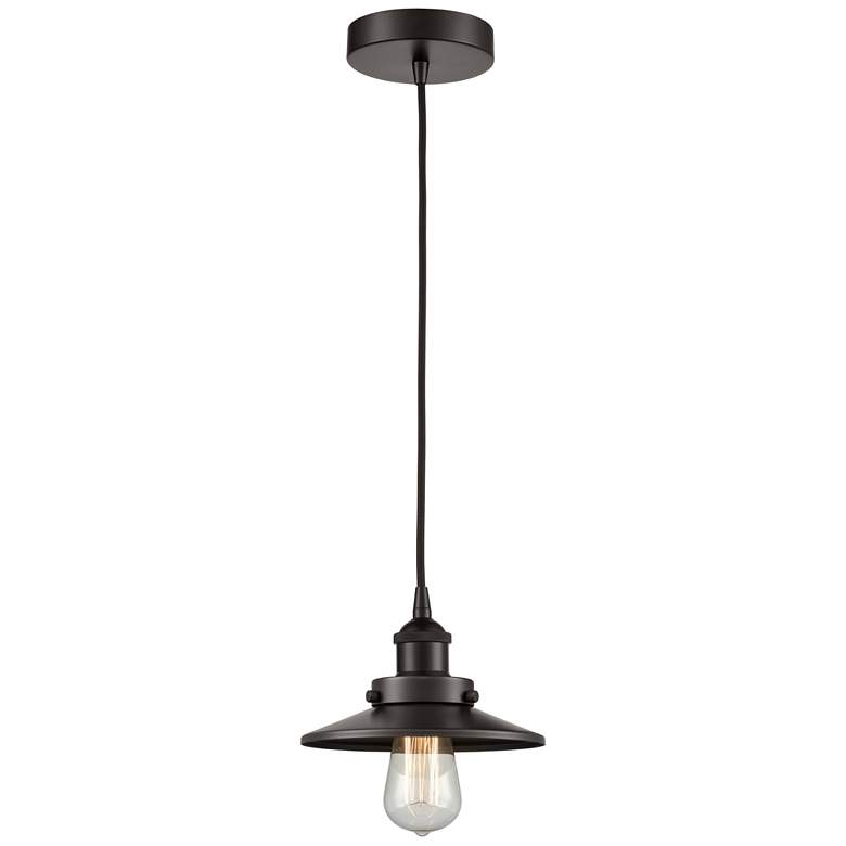 Image 1 Edison Railroad 8" Wide Oil-Rubbed Bronze Mini Pendant