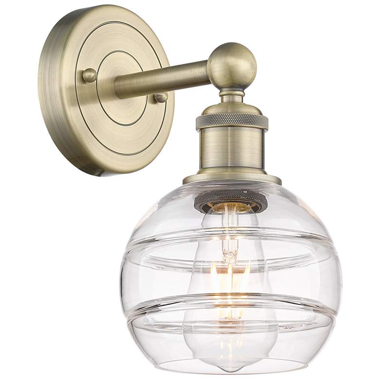 Image 1 Edison Rochester 10.13" High Antique Brass Sconce With Clear Shade