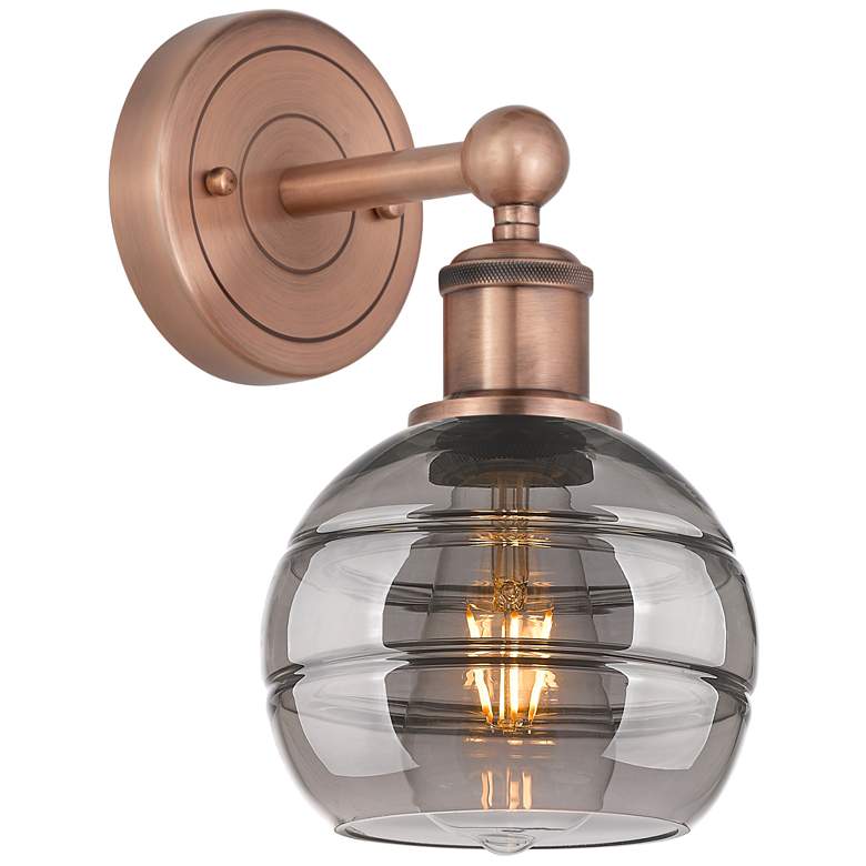 Image 1 Edison Rochester 10.13" High Antique Copper Sconce With Light Smoke Sh