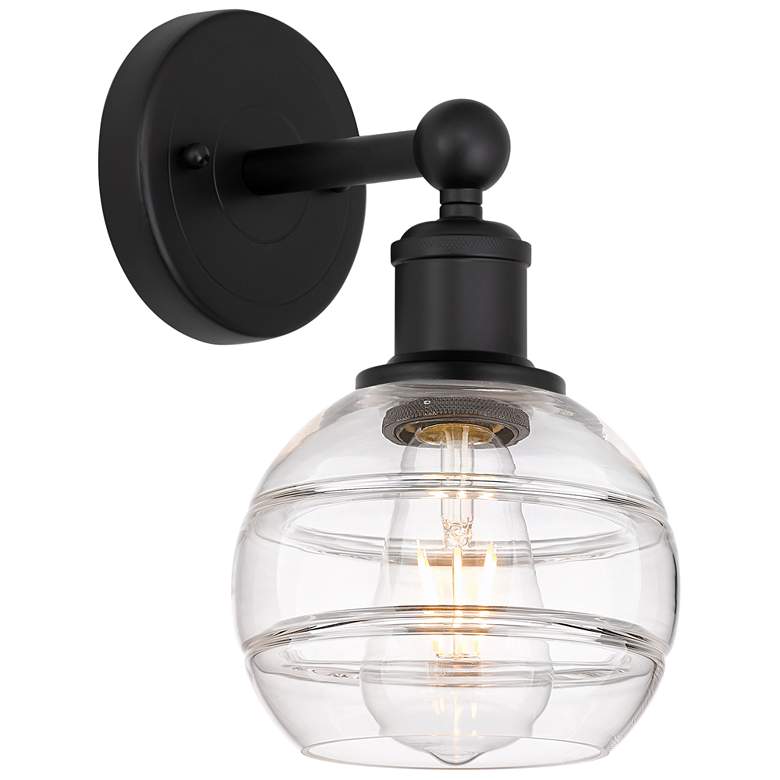 Image 1 Edison Rochester 10.13" High Matte Black Sconce With Clear Shade