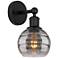 Edison Rochester 10.13" High Matte Black Sconce With Light Smoke Shade