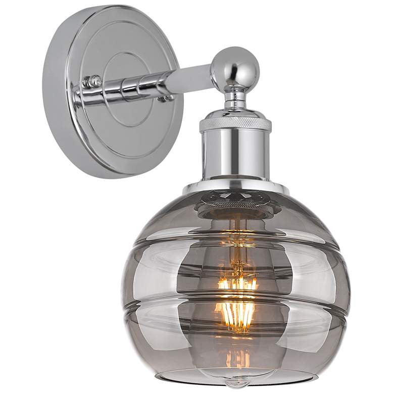 Image 1 Edison Rochester 10.13" High Polished Chrome Sconce With Light Smoke S