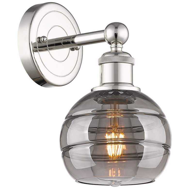 Image 1 Edison Rochester 10.13" High Polished Nickel Sconce With Light Smoke S