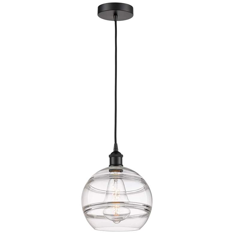 Image 1 Edison Rochester 10" Wide Matte Black Cord Hung Mini Pendant w/ Clear