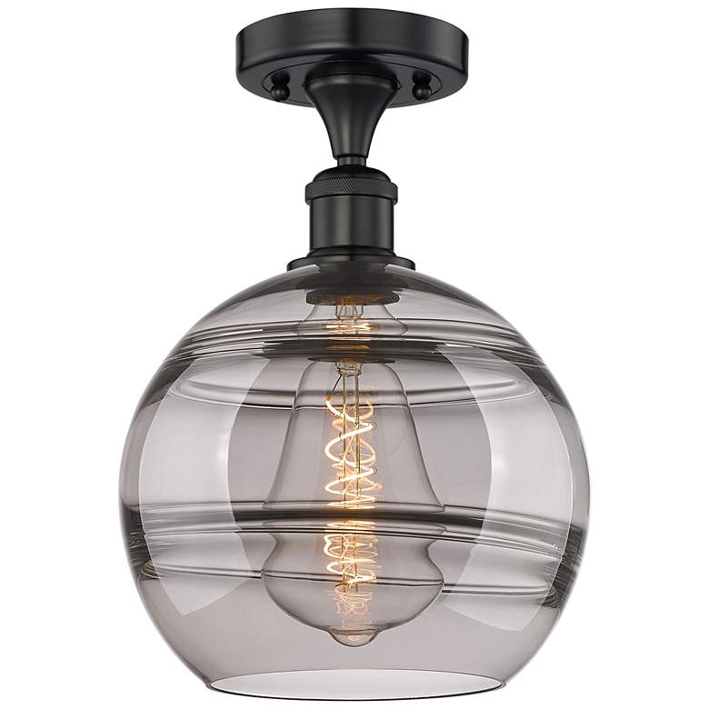 Image 1 Edison Rochester 10" Wide Matte Black Semi-Flush Mount w/ Light Smoke