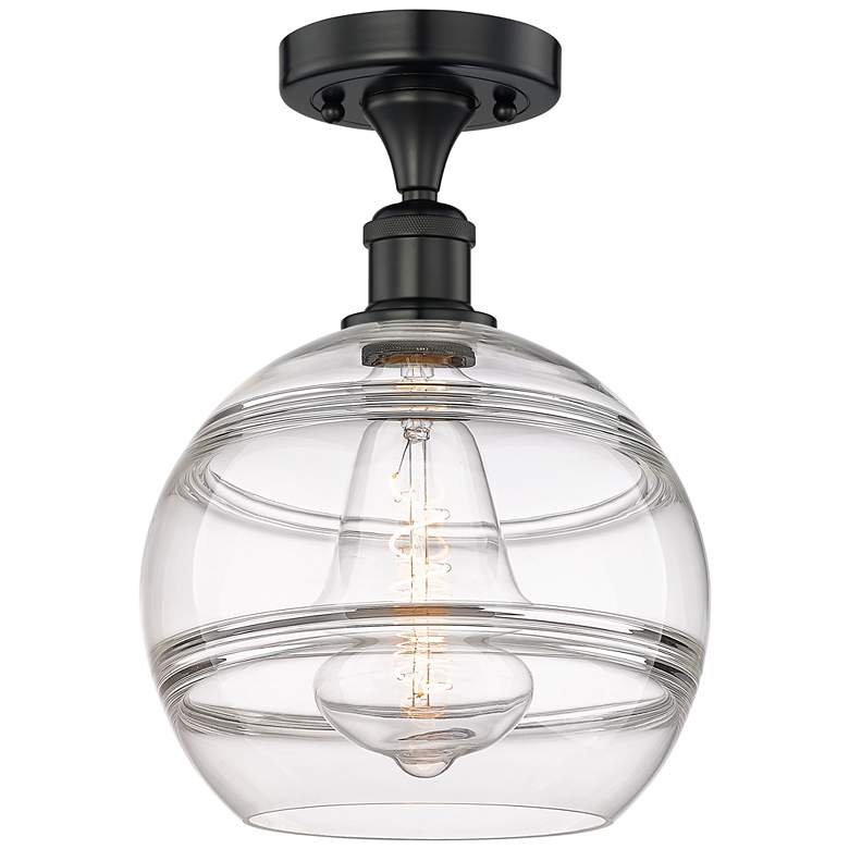 Image 1 Edison Rochester 10" Wide Matte Black Semi-Flush Mount With Clear Shad