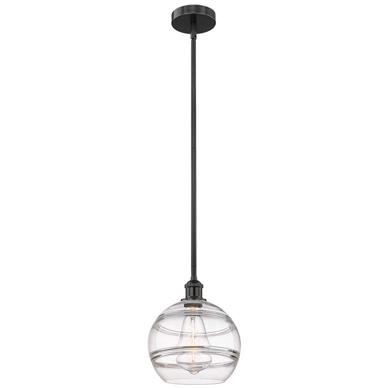 Image 1 Edison Rochester 10" Wide Matte Black Stem Hung Mini Pendant w/ Clear