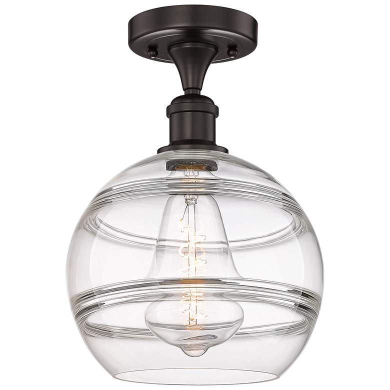 Image 1 Edison Rochester 10" Wide Oil Rubbed Bronze Semi-Flush Mount w/ Clear