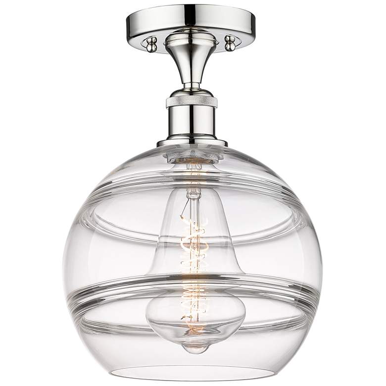 Image 1 Edison Rochester 10" Wide Polished Chrome Semi-Flush Mount With Clear